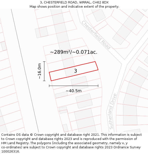 3, CHESTERFIELD ROAD, WIRRAL, CH62 8DX: Plot and title map