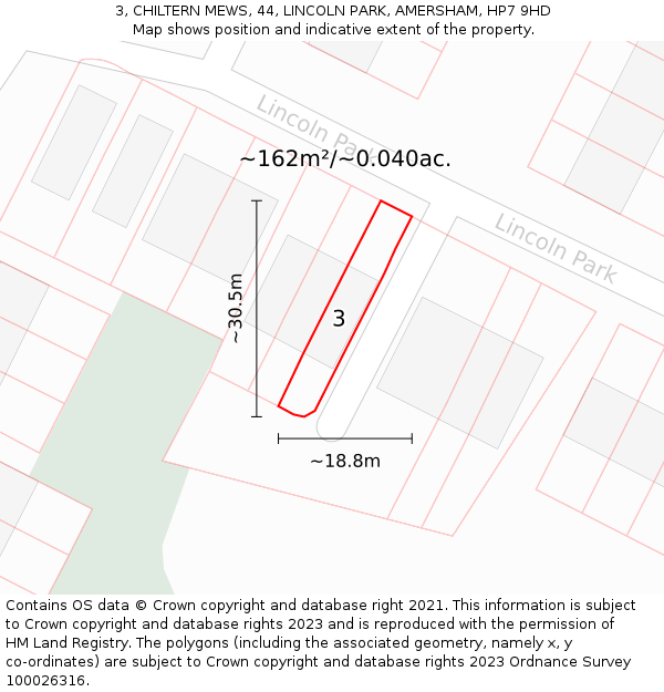 3, CHILTERN MEWS, 44, LINCOLN PARK, AMERSHAM, HP7 9HD: Plot and title map