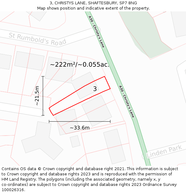 3, CHRISTYS LANE, SHAFTESBURY, SP7 8NG: Plot and title map