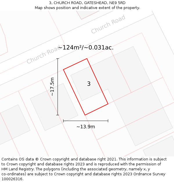 3, CHURCH ROAD, GATESHEAD, NE9 5RD: Plot and title map