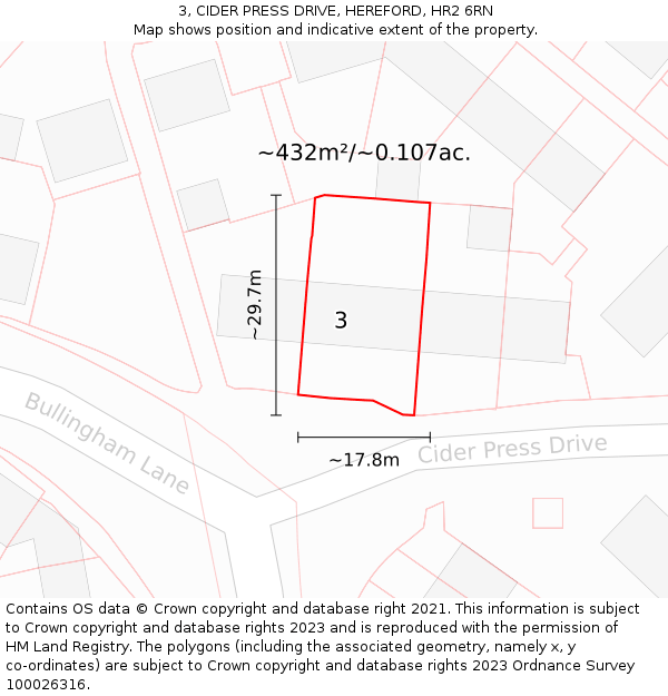 3, CIDER PRESS DRIVE, HEREFORD, HR2 6RN: Plot and title map