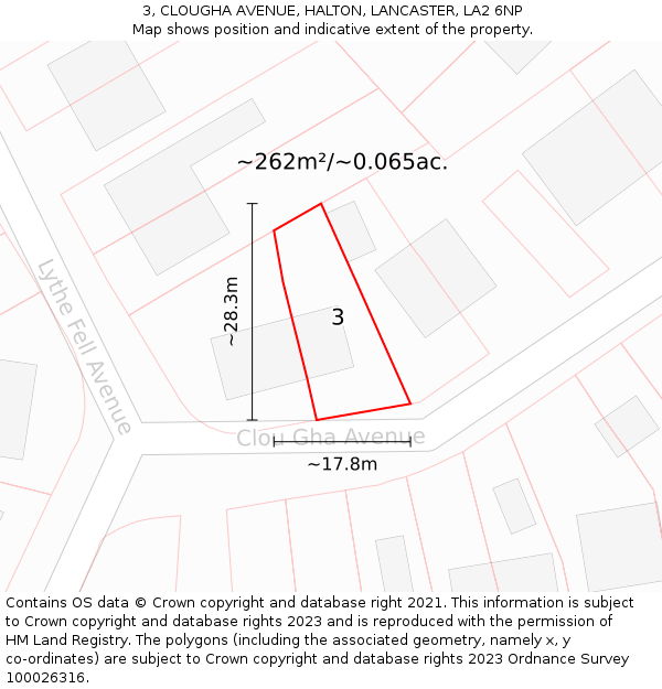 3, CLOUGHA AVENUE, HALTON, LANCASTER, LA2 6NP: Plot and title map