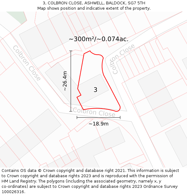 3, COLBRON CLOSE, ASHWELL, BALDOCK, SG7 5TH: Plot and title map