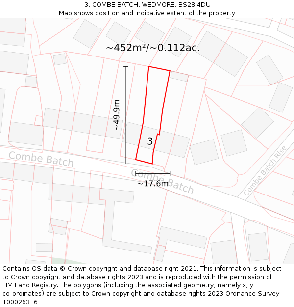 3, COMBE BATCH, WEDMORE, BS28 4DU: Plot and title map