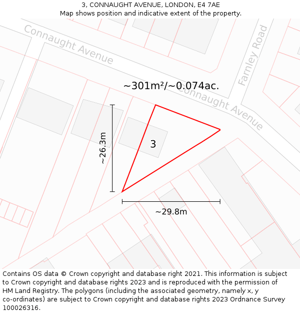 3, CONNAUGHT AVENUE, LONDON, E4 7AE: Plot and title map