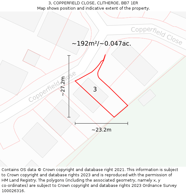 3, COPPERFIELD CLOSE, CLITHEROE, BB7 1ER: Plot and title map