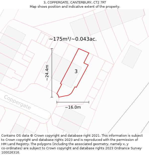 3, COPPERGATE, CANTERBURY, CT2 7RT: Plot and title map