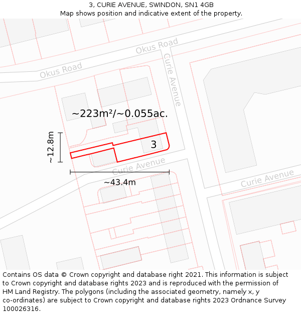 3, CURIE AVENUE, SWINDON, SN1 4GB: Plot and title map