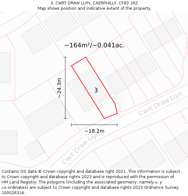 3, CWRT DRAW LLYN, CAERPHILLY, CF83 1RZ: Plot and title map