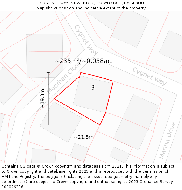 3, CYGNET WAY, STAVERTON, TROWBRIDGE, BA14 8UU: Plot and title map