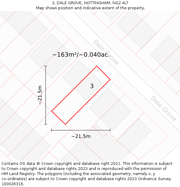 3, DALE GROVE, NOTTINGHAM, NG2 4LT: Plot and title map