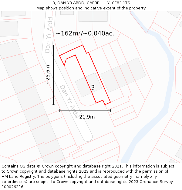 3, DAN YR ARDD, CAERPHILLY, CF83 1TS: Plot and title map