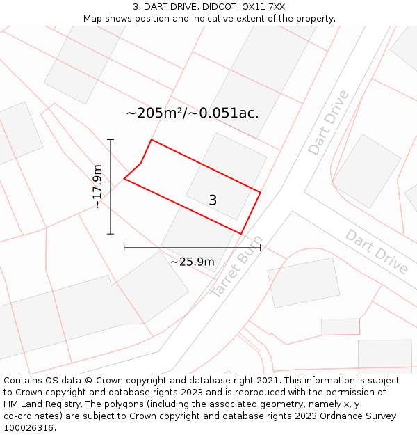 3, DART DRIVE, DIDCOT, OX11 7XX: Plot and title map