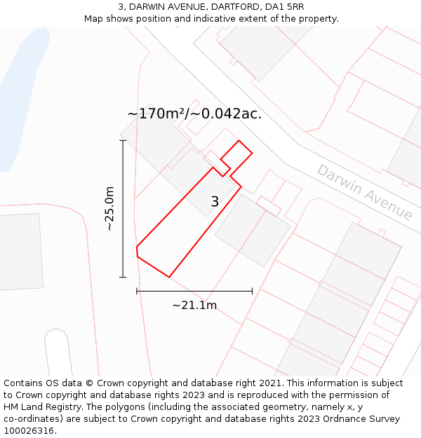 3, DARWIN AVENUE, DARTFORD, DA1 5RR: Plot and title map