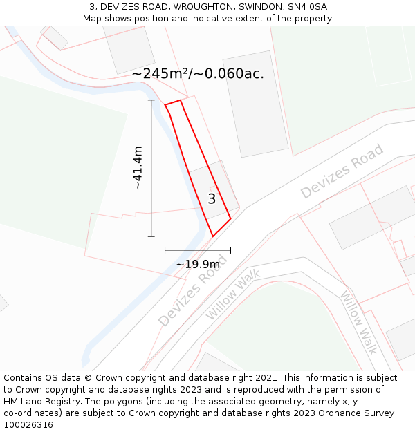 3, DEVIZES ROAD, WROUGHTON, SWINDON, SN4 0SA: Plot and title map