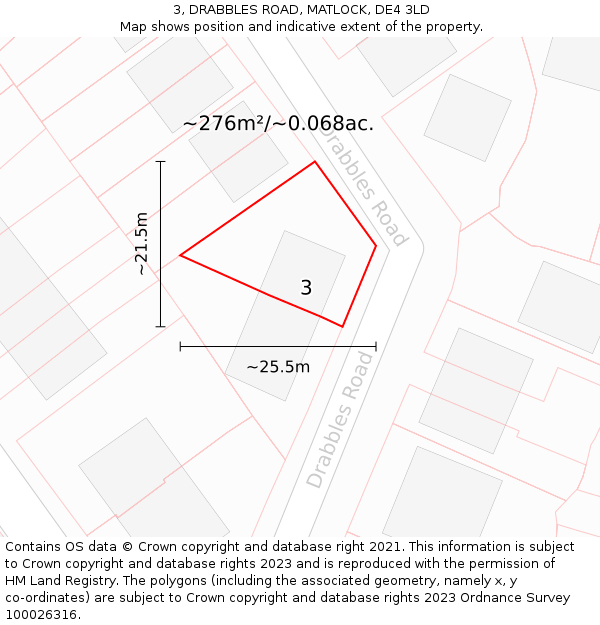 3, DRABBLES ROAD, MATLOCK, DE4 3LD: Plot and title map