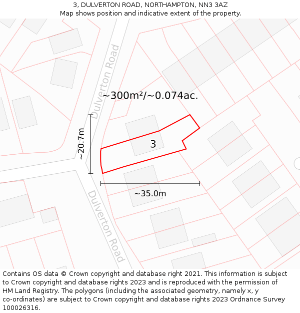 3, DULVERTON ROAD, NORTHAMPTON, NN3 3AZ: Plot and title map