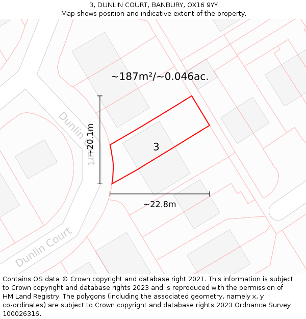 3, DUNLIN COURT, BANBURY, OX16 9YY: Plot and title map