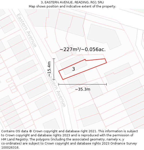 3, EASTERN AVENUE, READING, RG1 5RU: Plot and title map