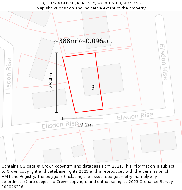 3, ELLSDON RISE, KEMPSEY, WORCESTER, WR5 3NU: Plot and title map