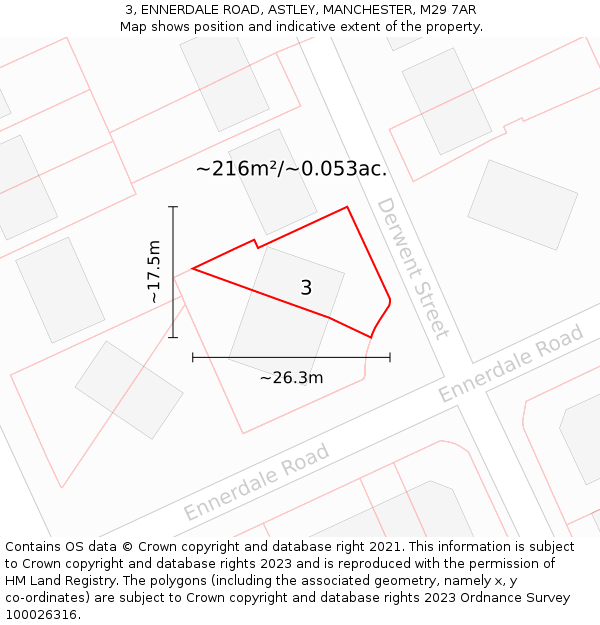 3, ENNERDALE ROAD, ASTLEY, MANCHESTER, M29 7AR: Plot and title map