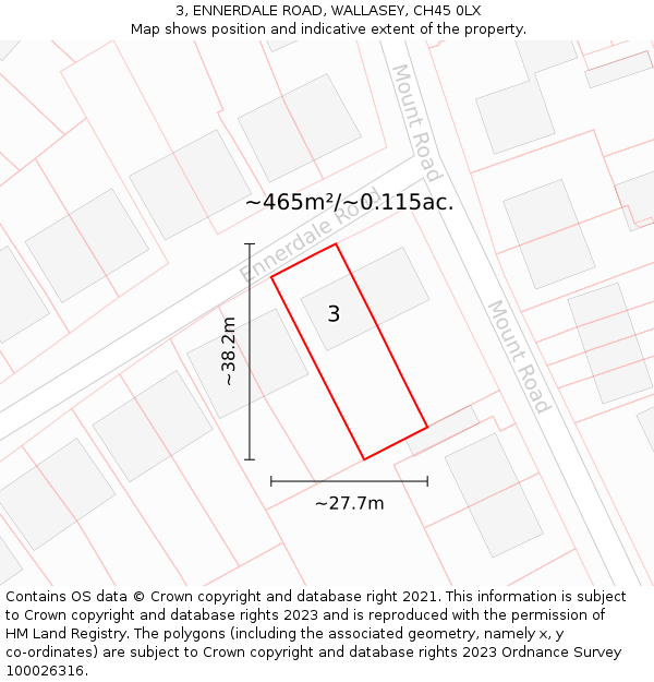 3, ENNERDALE ROAD, WALLASEY, CH45 0LX: Plot and title map