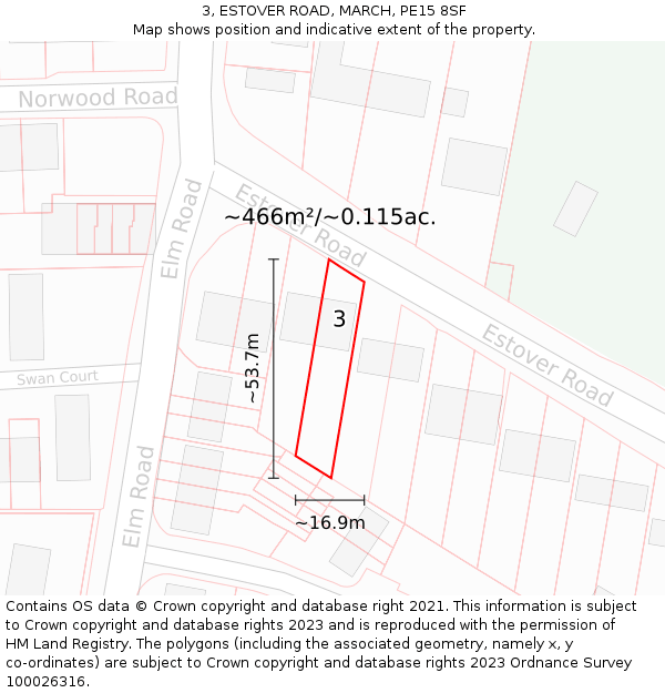 3, ESTOVER ROAD, MARCH, PE15 8SF: Plot and title map