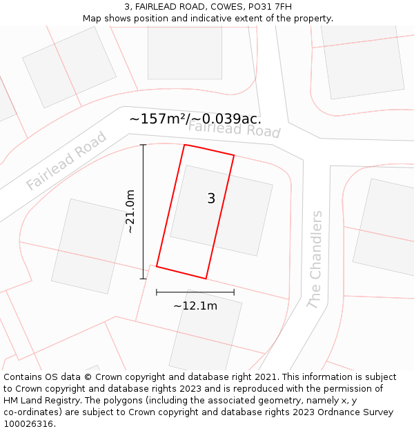 3, FAIRLEAD ROAD, COWES, PO31 7FH: Plot and title map