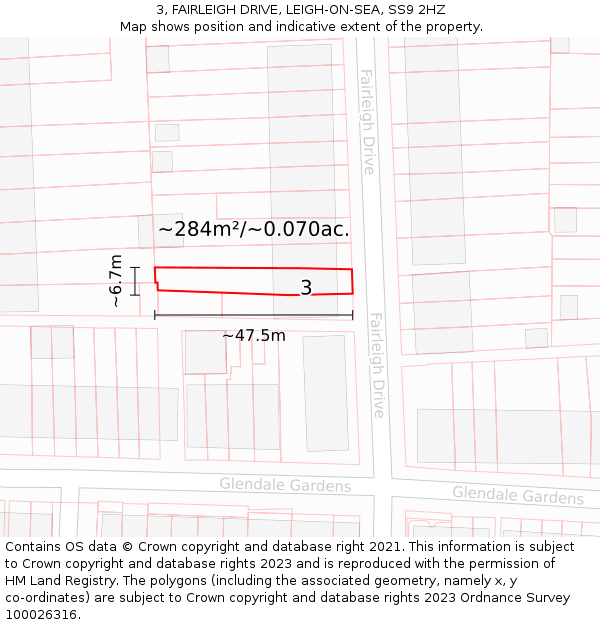 3, FAIRLEIGH DRIVE, LEIGH-ON-SEA, SS9 2HZ: Plot and title map