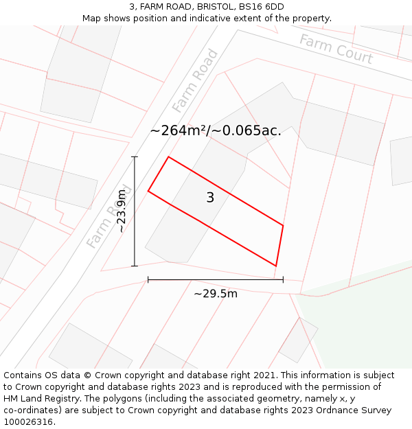 3, FARM ROAD, BRISTOL, BS16 6DD: Plot and title map