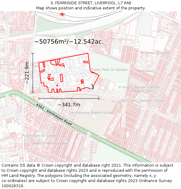 3, FEARNSIDE STREET, LIVERPOOL, L7 6AE: Plot and title map