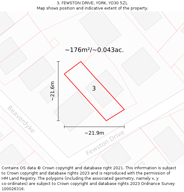 3, FEWSTON DRIVE, YORK, YO30 5ZL: Plot and title map