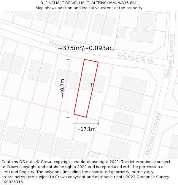 3, FINCHALE DRIVE, HALE, ALTRINCHAM, WA15 8NH: Plot and title map