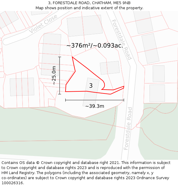 3, FORESTDALE ROAD, CHATHAM, ME5 9NB: Plot and title map