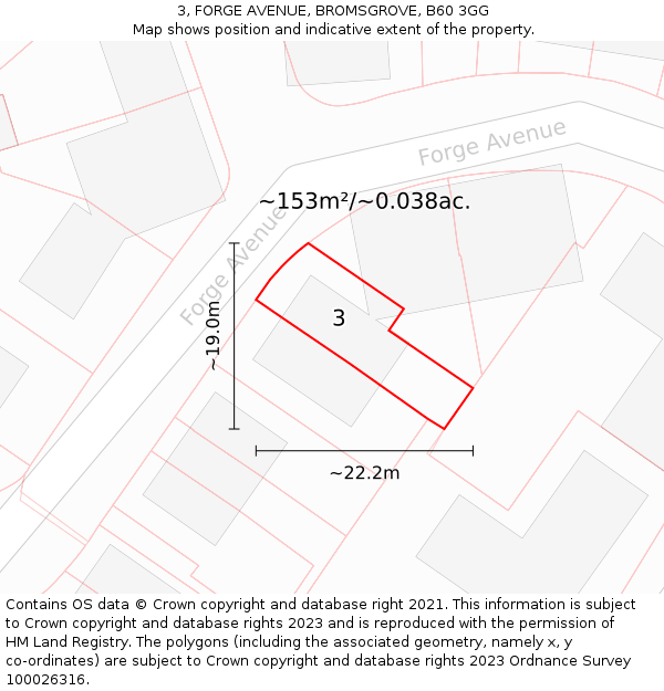 3, FORGE AVENUE, BROMSGROVE, B60 3GG: Plot and title map