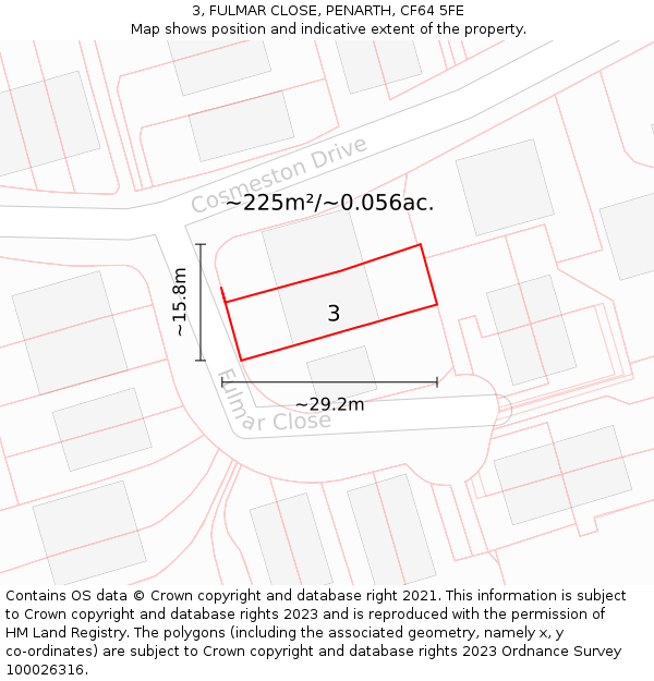 3, FULMAR CLOSE, PENARTH, CF64 5FE: Plot and title map