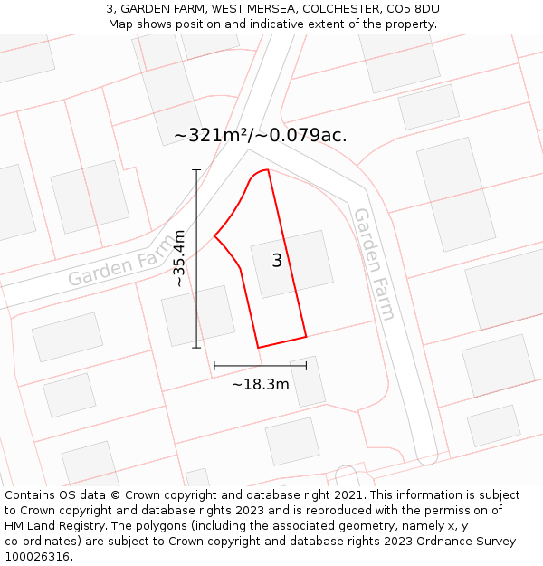 3, GARDEN FARM, WEST MERSEA, COLCHESTER, CO5 8DU: Plot and title map