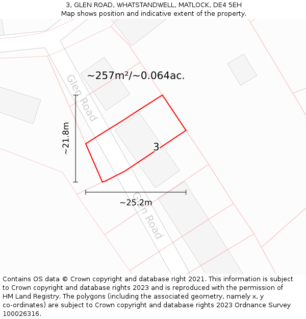 3, GLEN ROAD, WHATSTANDWELL, MATLOCK, DE4 5EH: Plot and title map