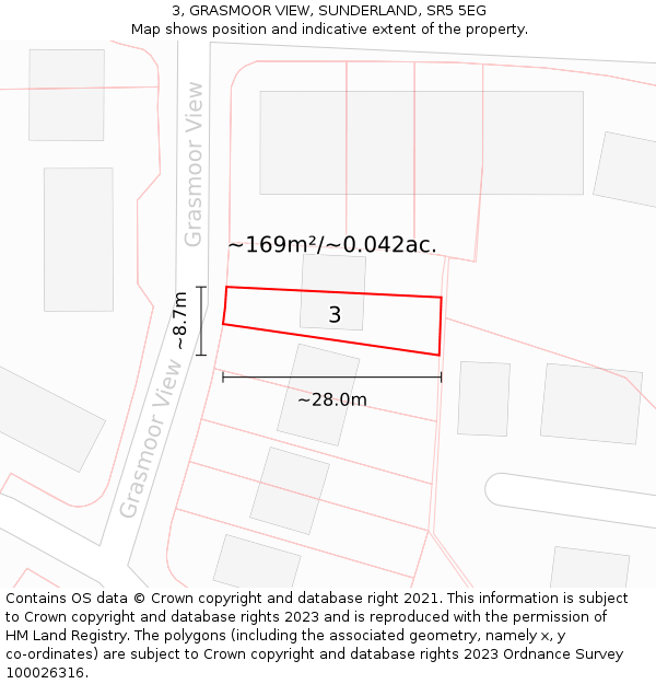 3, GRASMOOR VIEW, SUNDERLAND, SR5 5EG: Plot and title map