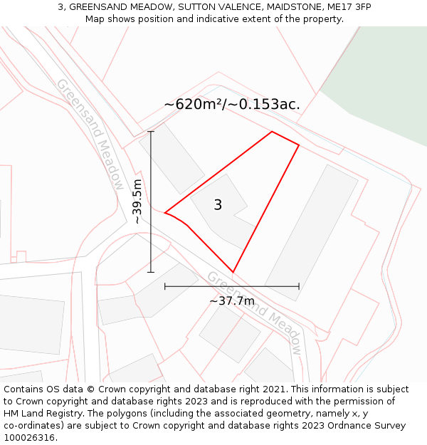 3, GREENSAND MEADOW, SUTTON VALENCE, MAIDSTONE, ME17 3FP: Plot and title map