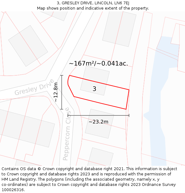 3, GRESLEY DRIVE, LINCOLN, LN6 7EJ: Plot and title map