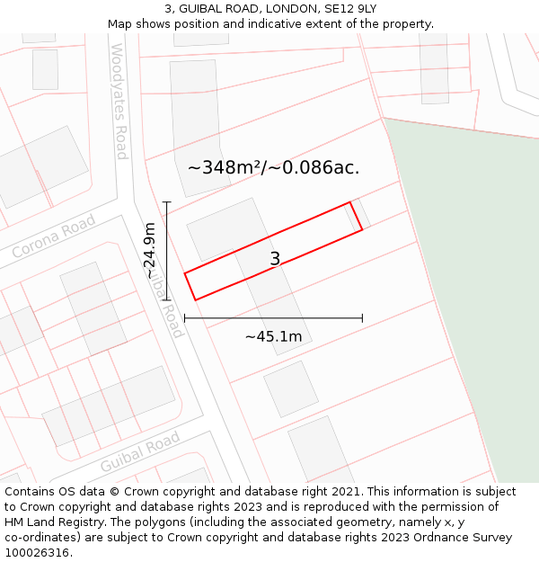 3, GUIBAL ROAD, LONDON, SE12 9LY: Plot and title map