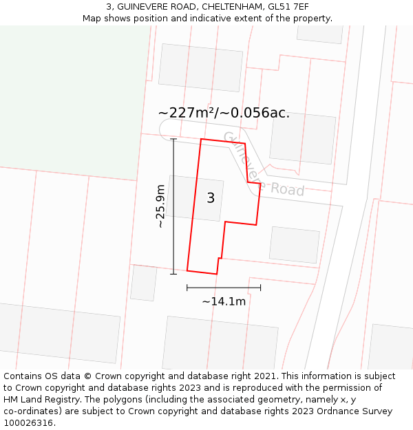 3, GUINEVERE ROAD, CHELTENHAM, GL51 7EF: Plot and title map