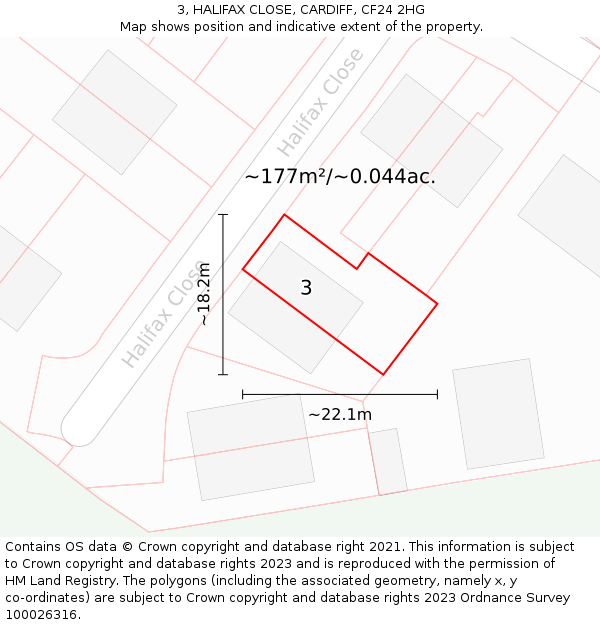 3, HALIFAX CLOSE, CARDIFF, CF24 2HG: Plot and title map