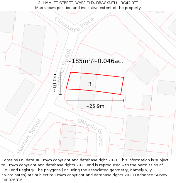 3, HAMLET STREET, WARFIELD, BRACKNELL, RG42 3TT: Plot and title map