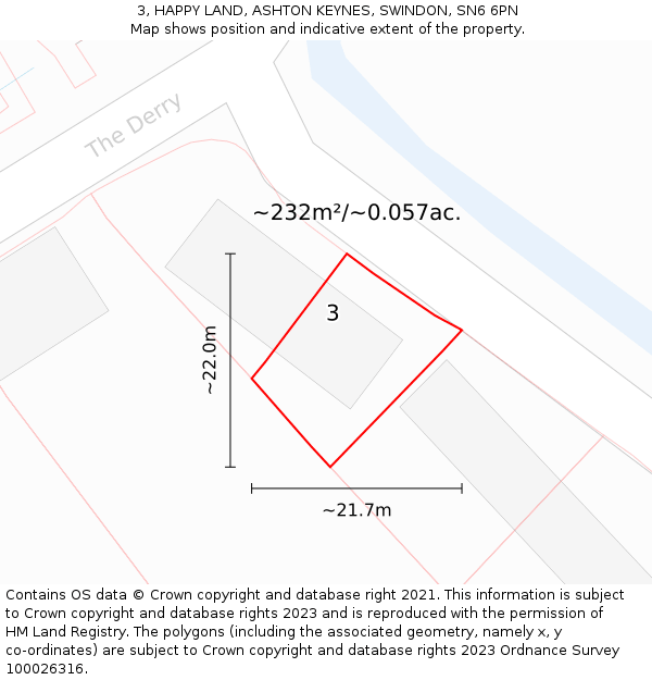 3, HAPPY LAND, ASHTON KEYNES, SWINDON, SN6 6PN: Plot and title map