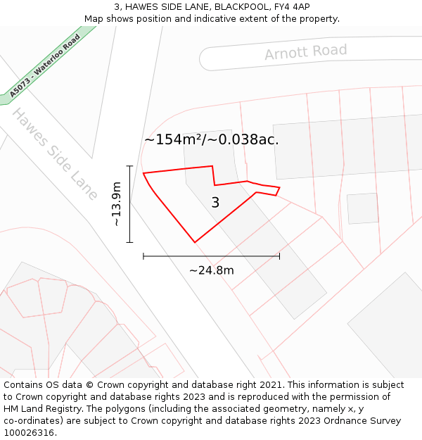 3, HAWES SIDE LANE, BLACKPOOL, FY4 4AP: Plot and title map