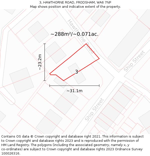 3, HAWTHORNE ROAD, FRODSHAM, WA6 7NP: Plot and title map