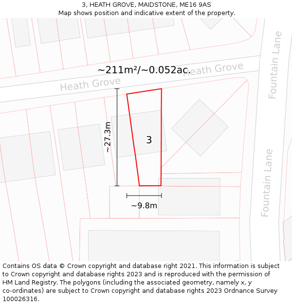 3, HEATH GROVE, MAIDSTONE, ME16 9AS: Plot and title map