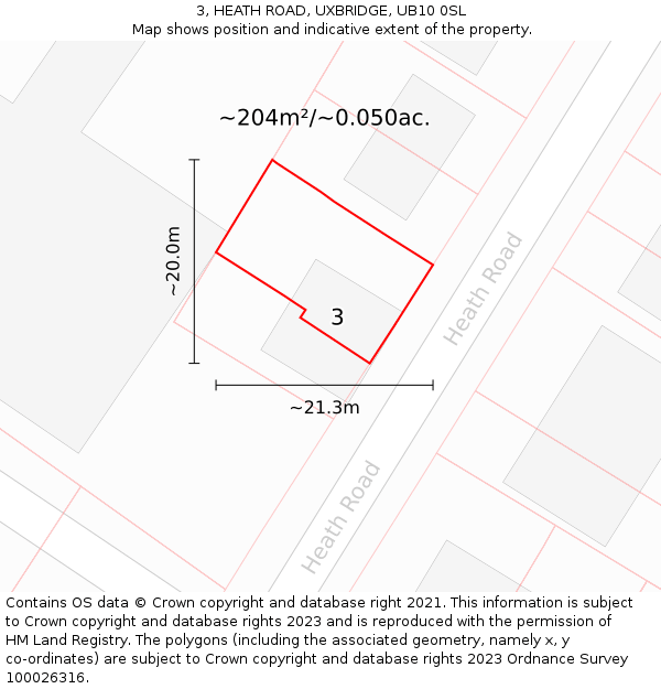 3, HEATH ROAD, UXBRIDGE, UB10 0SL: Plot and title map